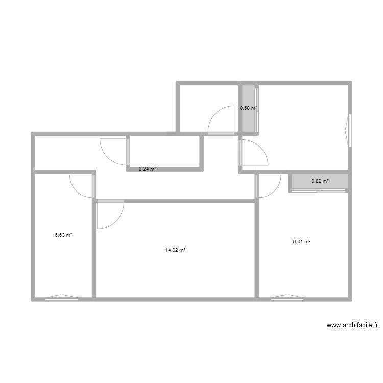 plan volge. Plan de 6 pièces et 40 m2