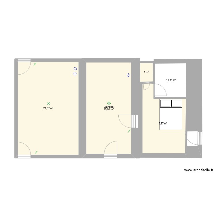 Faureau. Plan de 5 pièces et 53 m2