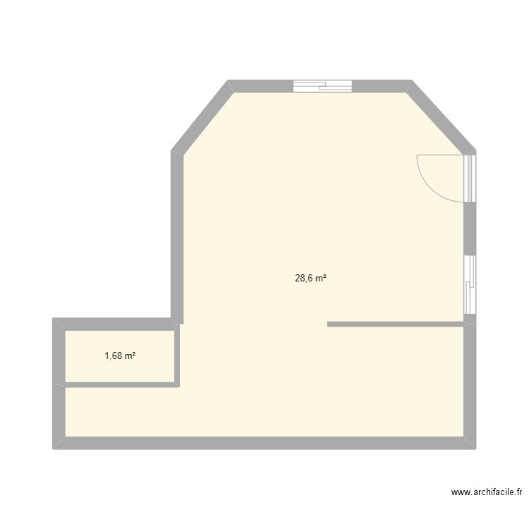 grouili. Plan de 2 pièces et 30 m2