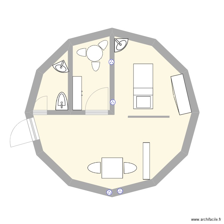 bulle chef d'oeuvre. Plan de 3 pièces et 22 m2