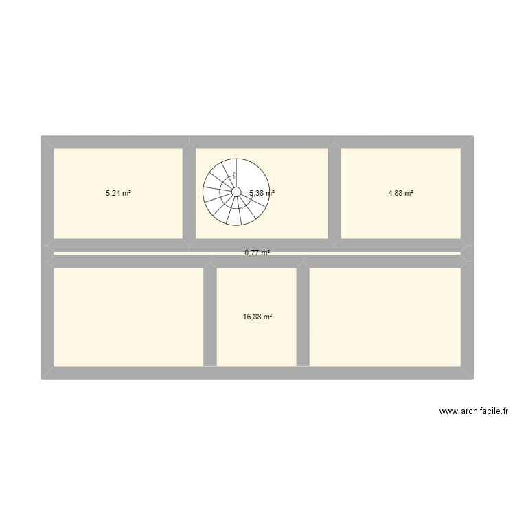 Etage. Plan de 5 pièces et 33 m2