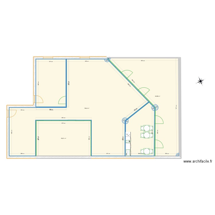 Plan co working edaa pp5. Plan de 3 pièces et 229 m2