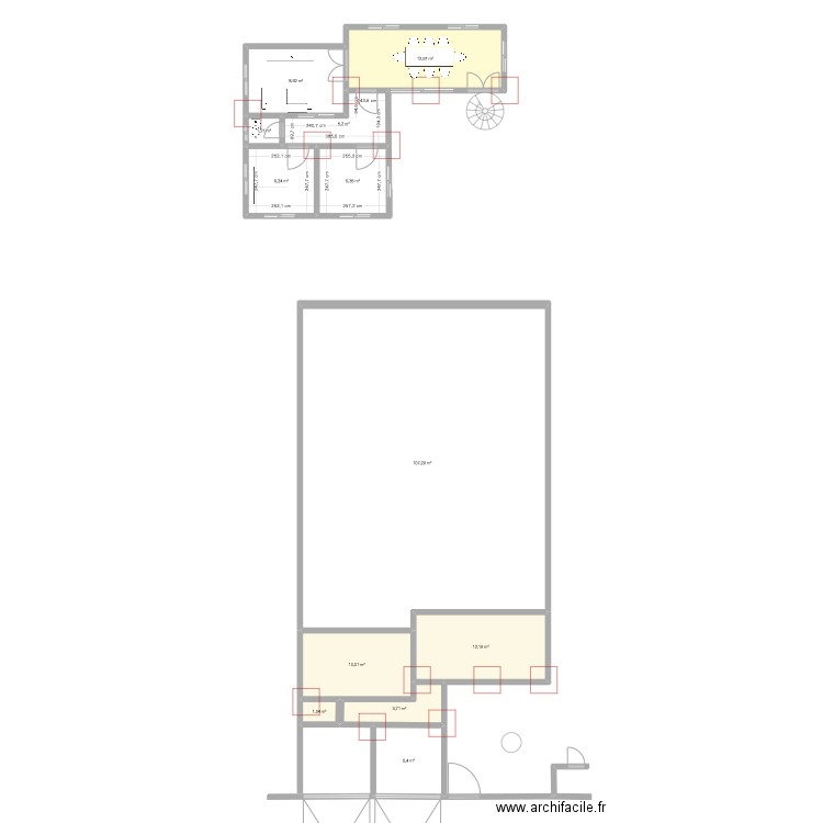 JO R+1. Plan de 12 pièces et 182 m2