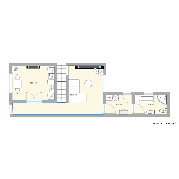 maison 48. Plan de 4 pièces et 42 m2