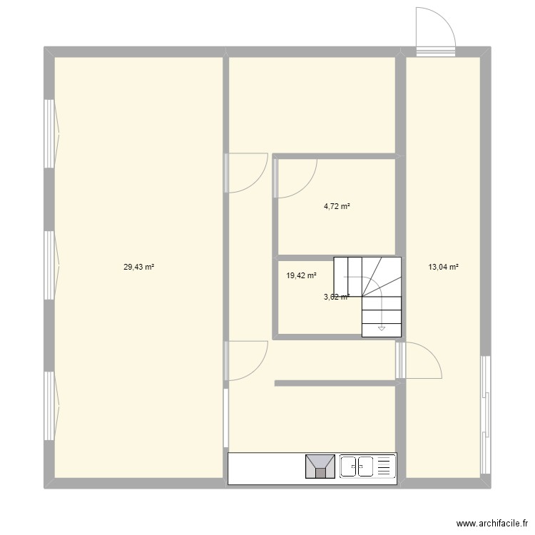 trezeny essaie. Plan de 5 pièces et 70 m2