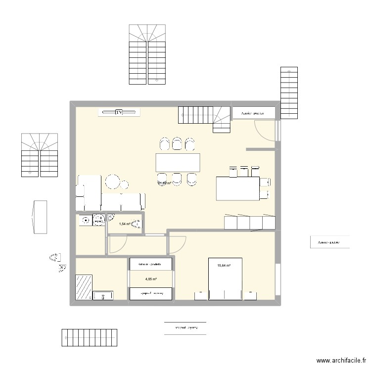 GRAND DUPLEX MODELE 3. Plan de 4 pièces et 86 m2