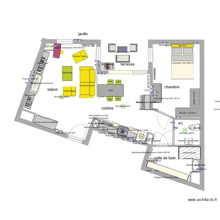  LORIS appartement option 1. Plan de 2 pièces et 0 m2