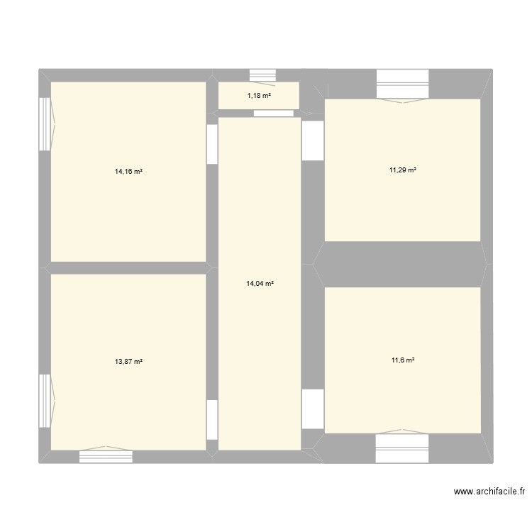 plan manue origin a l'echelle. Plan de 6 pièces et 66 m2