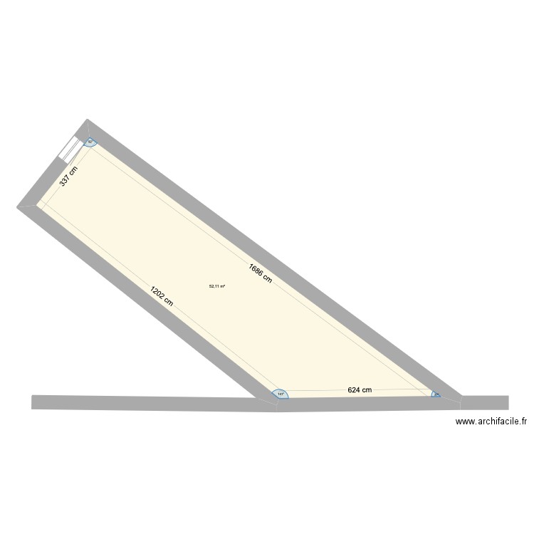 Armatan étage. Plan de 1 pièce et 52 m2