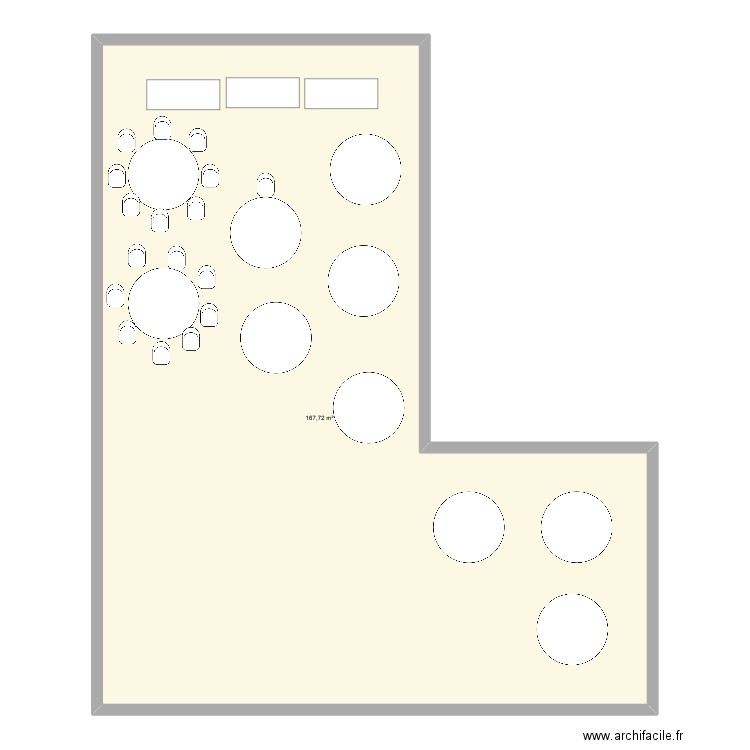 Salle. Plan de 1 pièce et 168 m2