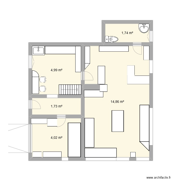 Ancien plan boutique. Plan de 5 pièces et 27 m2