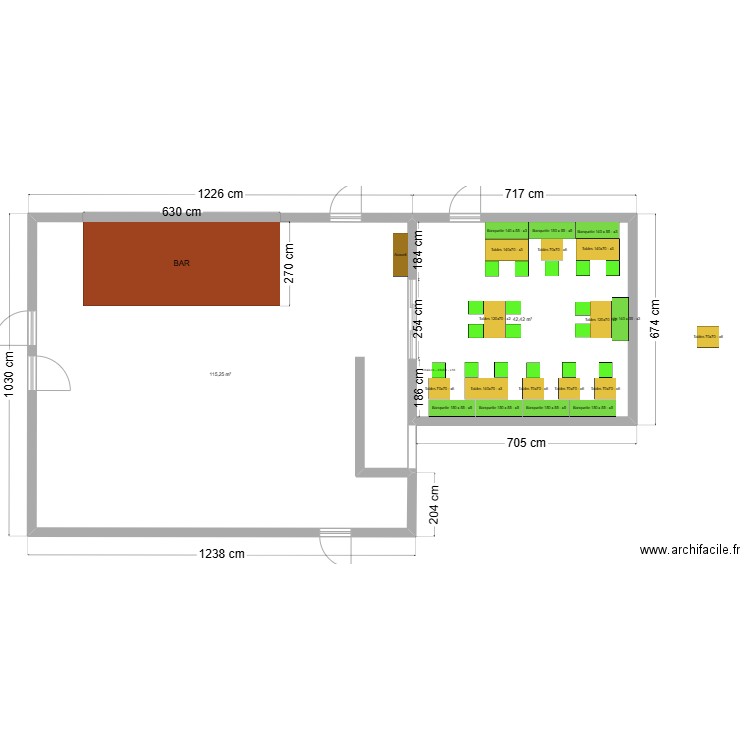 Plan de salle A NOSTE SEMINAIRE. Plan de 2 pièces et 158 m2