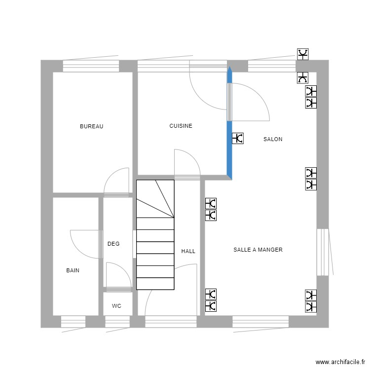 Position rdc Marilène Collard. Plan de 6 pièces et 27 m2