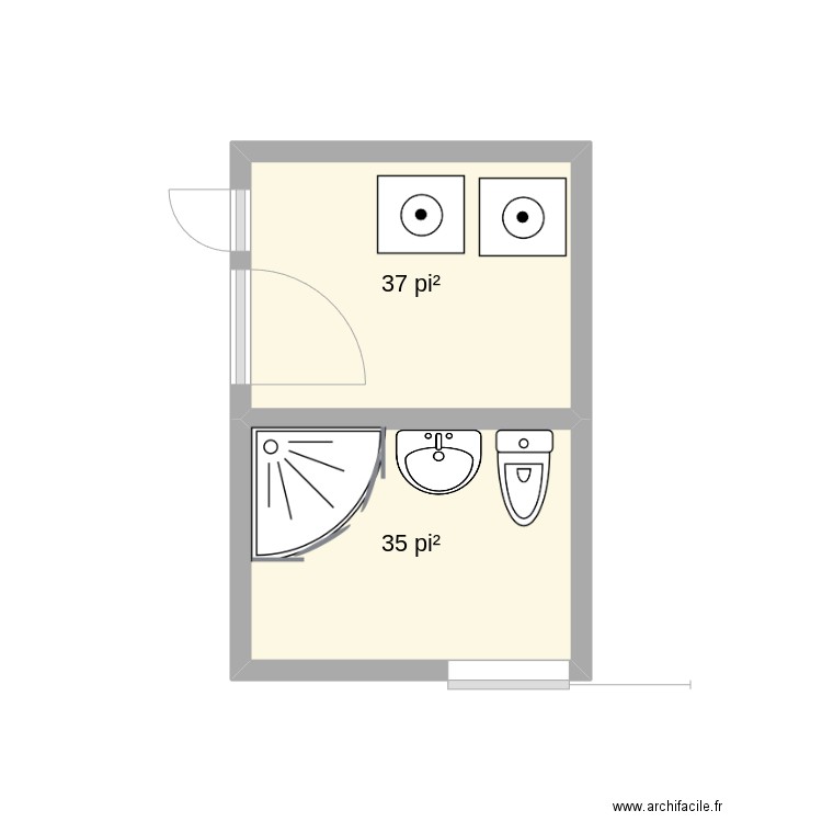 granby. Plan de 2 pièces et 7 m2