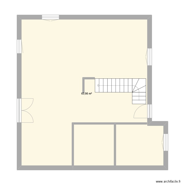 RdC Maison Le Faou. Plan de 1 pièce et 64 m2