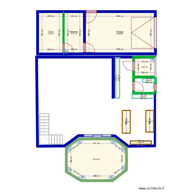 plan1. Plan de 11 pièces et 57 m2