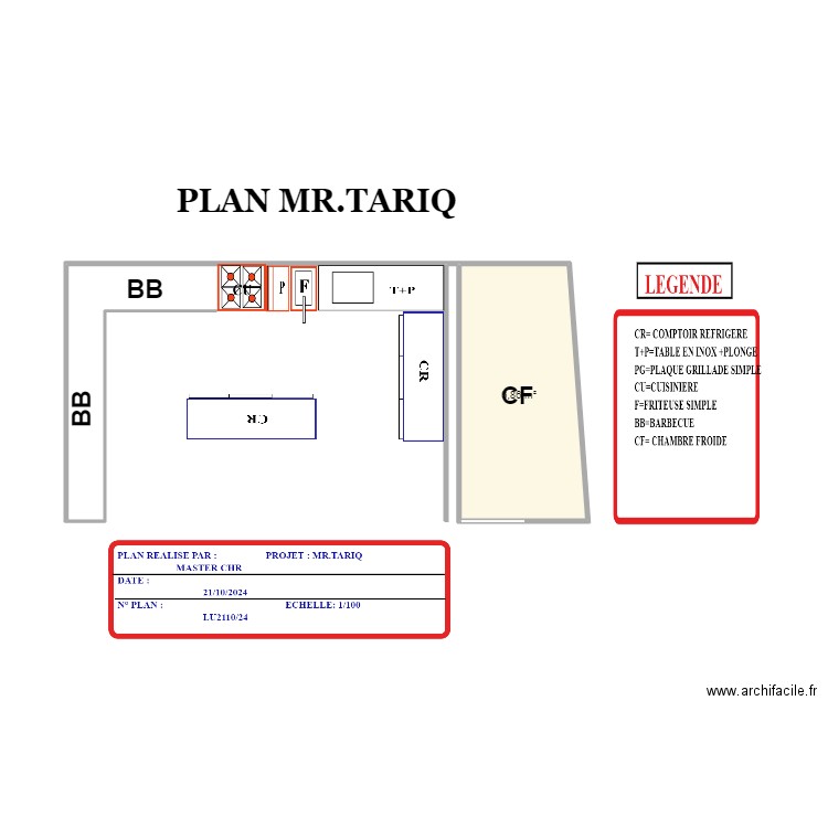 PLAN MR.TARIQ RDC. Plan de 1 pièce et 7 m2