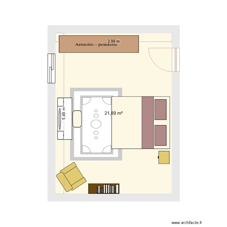 chez oin. Plan de 1 pièce et 22 m2