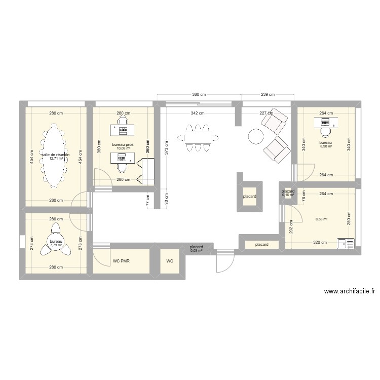 appartement AJ. Plan de 11 pièces et 54 m2