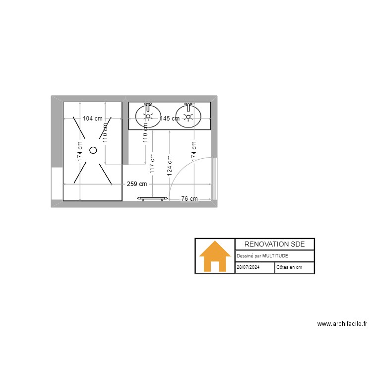 EDAA EVAL PHASE 3. Plan de 1 pièce et 4 m2