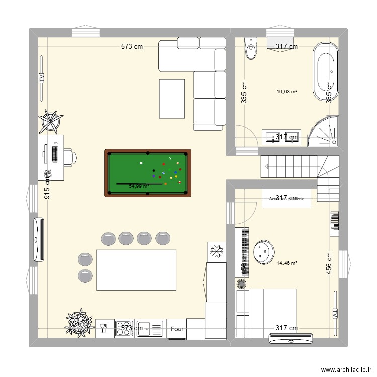 kat2. Plan de 3 pièces et 80 m2