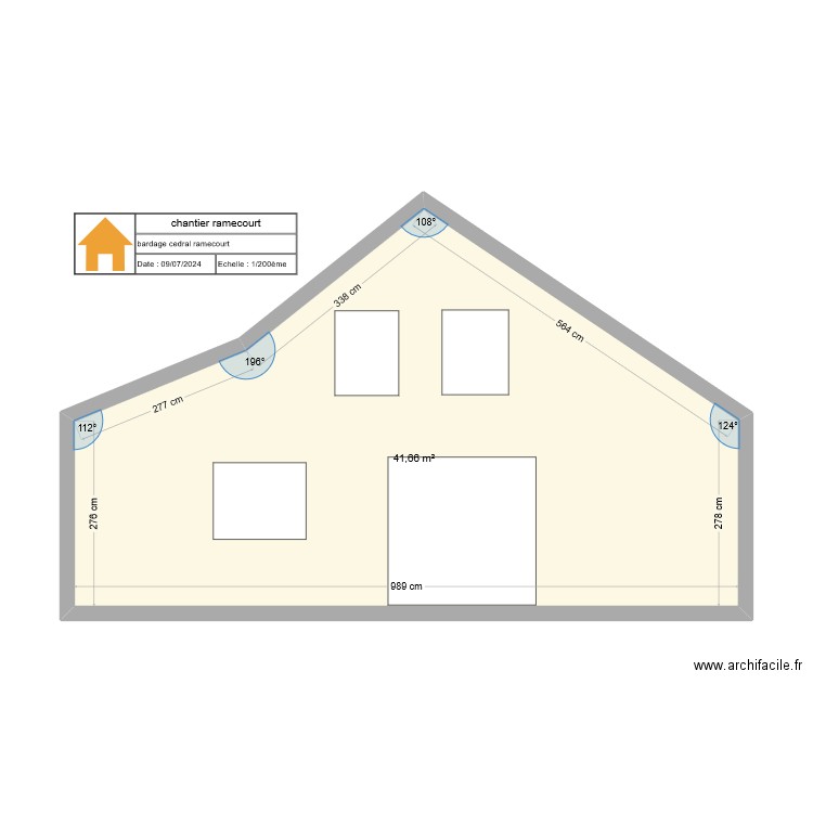 chantier ramecourt. Plan de 1 pièce et 42 m2