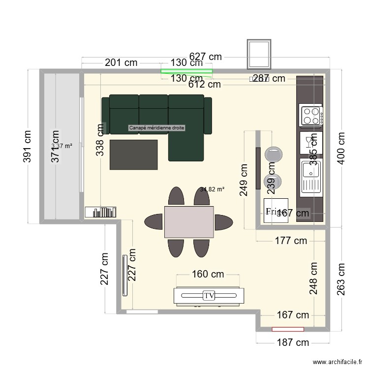 Salon_nouvel_appartement_v2. Plan de 2 pièces et 38 m2