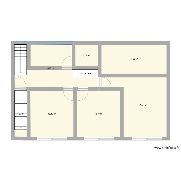 1er . Plan de 7 pièces et 78 m2