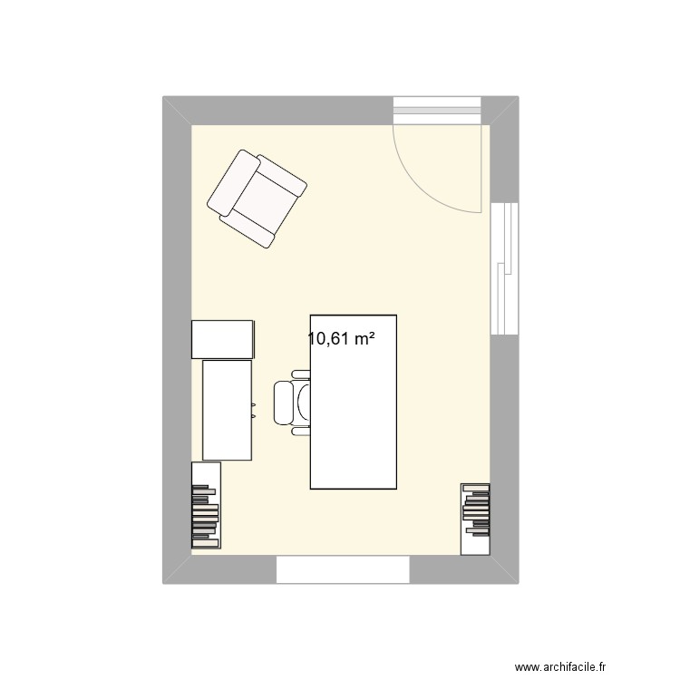 Bureau. Plan de 1 pièce et 11 m2