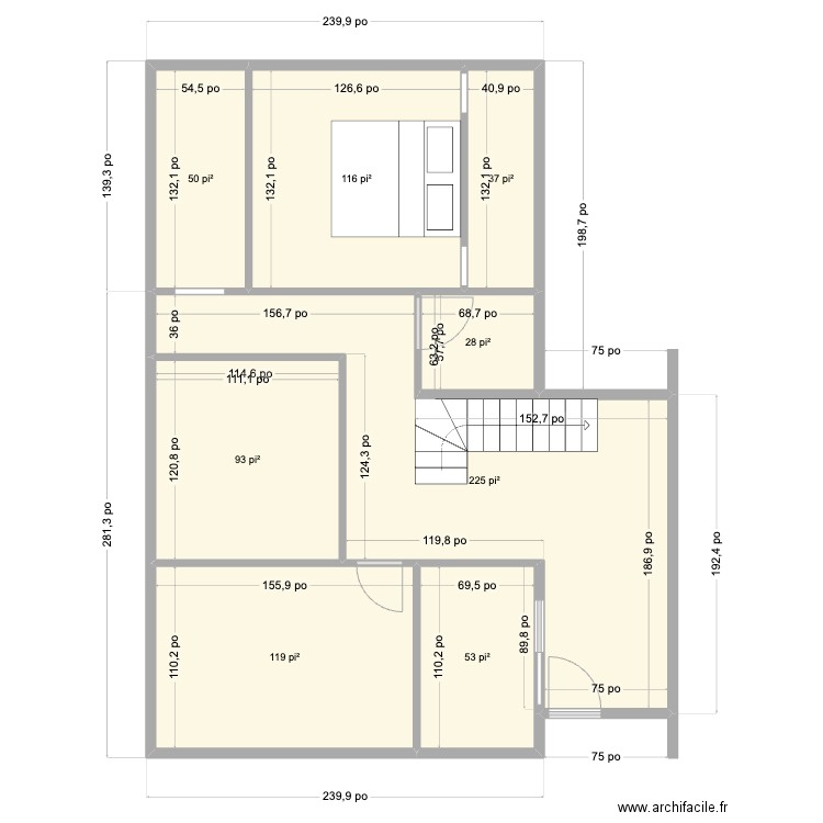 2 trois-castor. Plan de 8 pièces et 67 m2