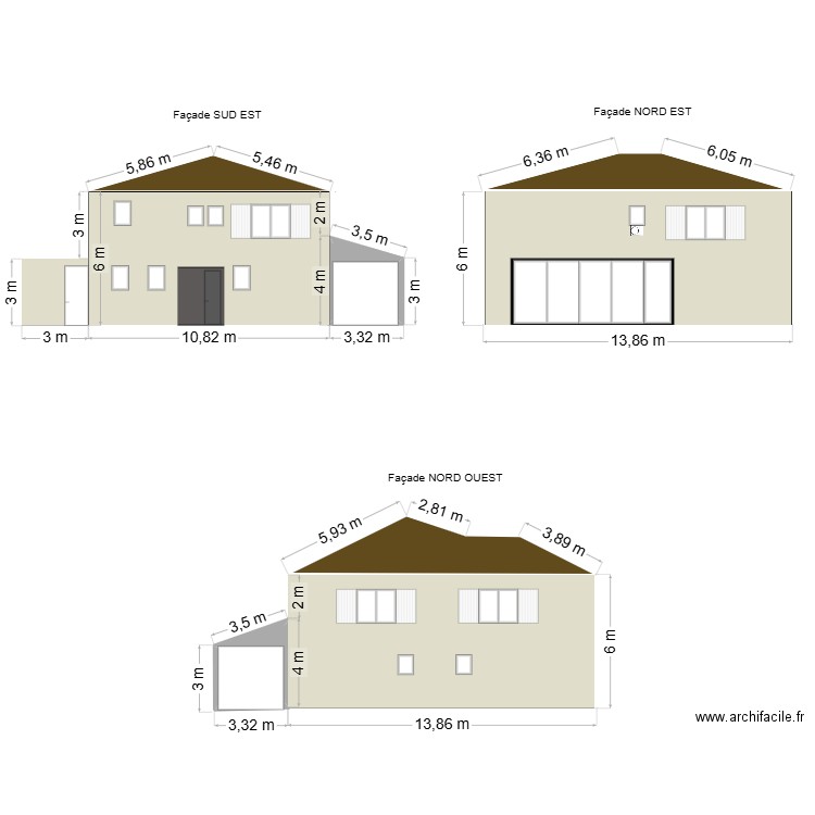 ROTOLONI FACADES. Plan de 5 pièces et 60 m2