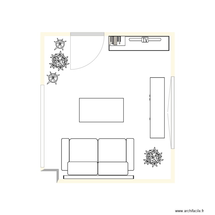 Salon. Plan de 1 pièce et 16 m2