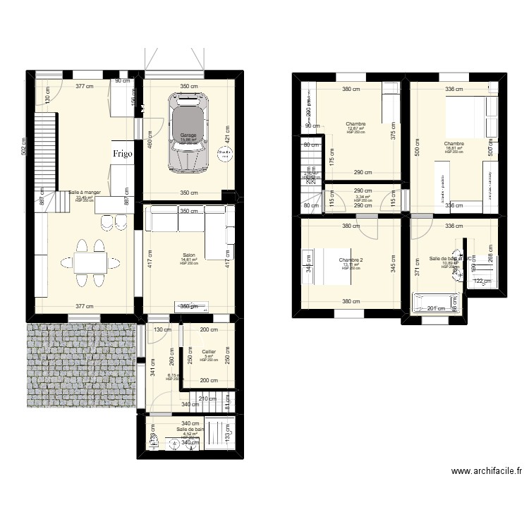 Champvans-MODIFS. Plan de 12 pièces et 139 m2