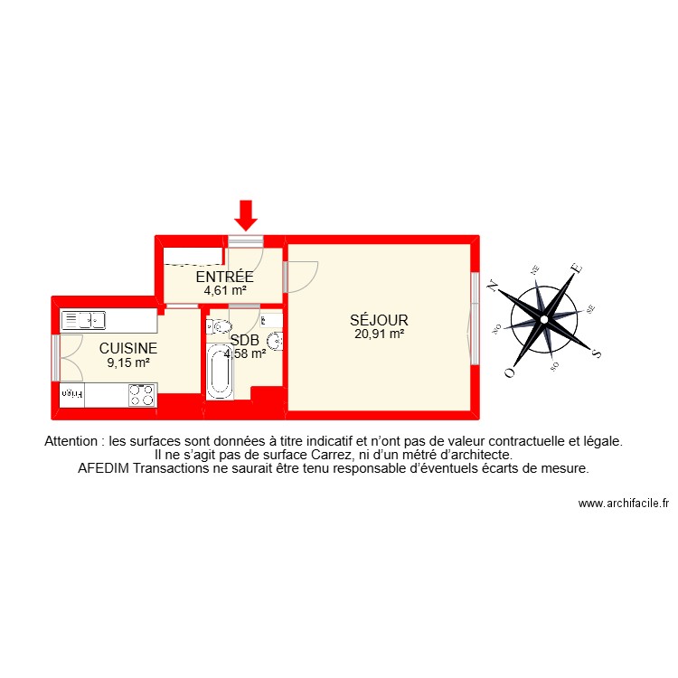 BI 24887 - RDC GAUCHE. Plan de 7 pièces et 40 m2