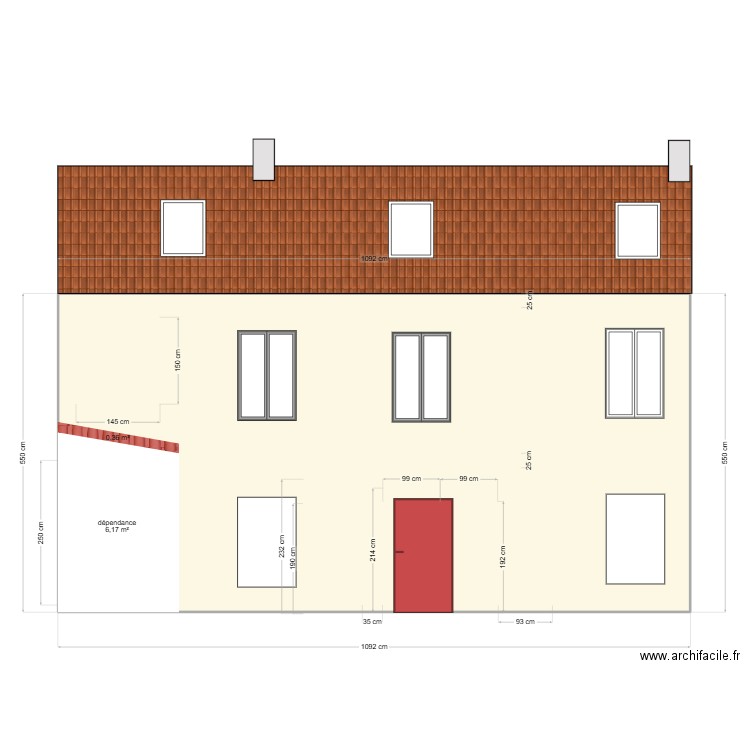 DP4 PLAN arrière maison  après travaux. Plan de 1 pièce et 60 m2