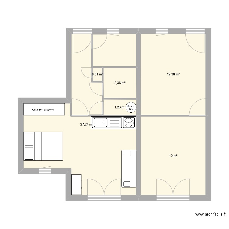 test SG1. Plan de 6 pièces et 56 m2