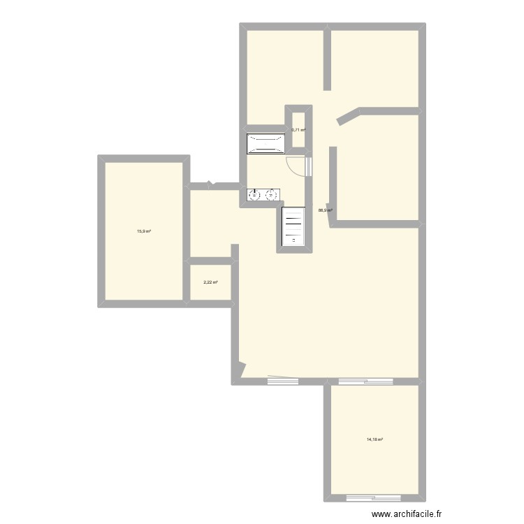 essai. Plan de 5 pièces et 120 m2