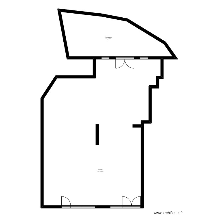 94HRPH existant. Plan de 2 pièces et 168 m2