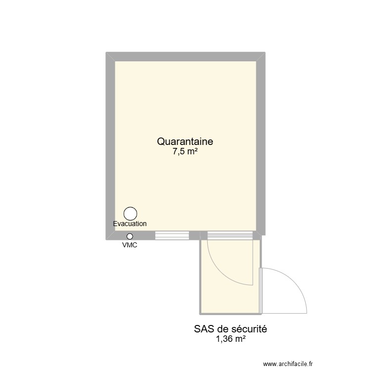 Quarantaine oiseaux. Plan de 2 pièces et 9 m2