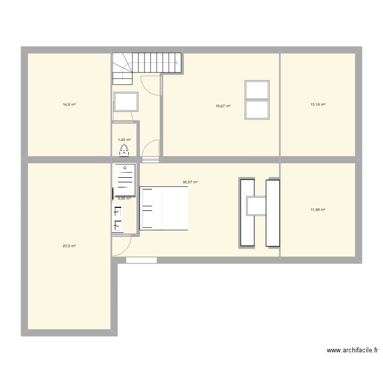 Etat futur 1. Plan de 8 pièces et 118 m2