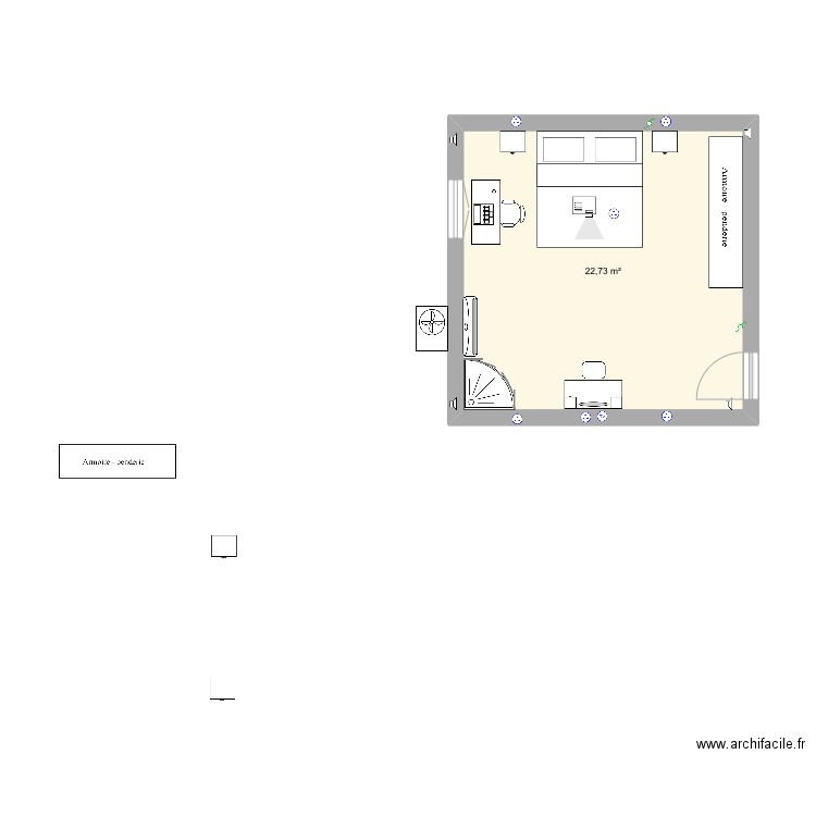 Ma chambre. Plan de 1 pièce et 23 m2