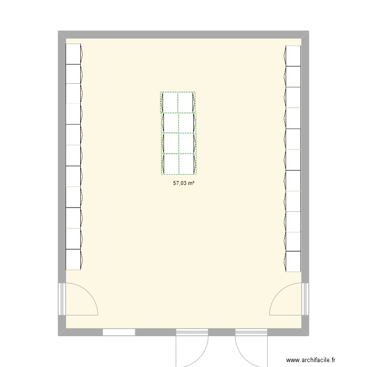 plan vestaires. Plan de 1 pièce et 57 m2