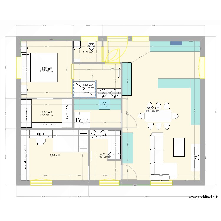 Bellet 6. Plan de 7 pièces et 71 m2