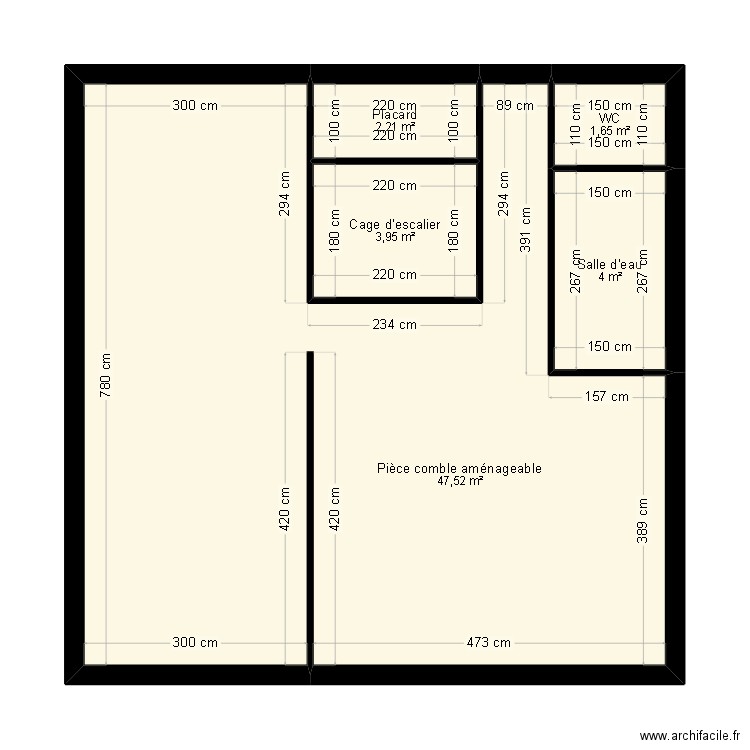 Comble (Chantier PAVIOT). Plan de 5 pièces et 59 m2