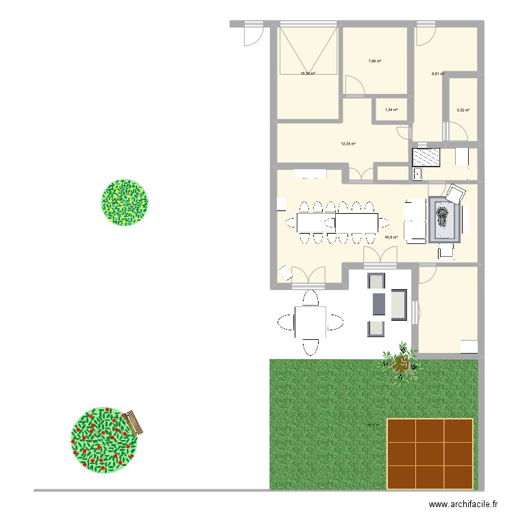 Maison pour travaux. Plan de 7 pièces et 90 m2