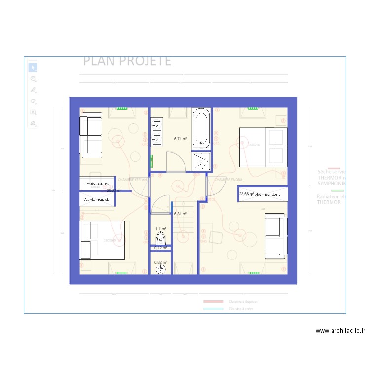 stephanie etage. Plan de 7 pièces et 59 m2