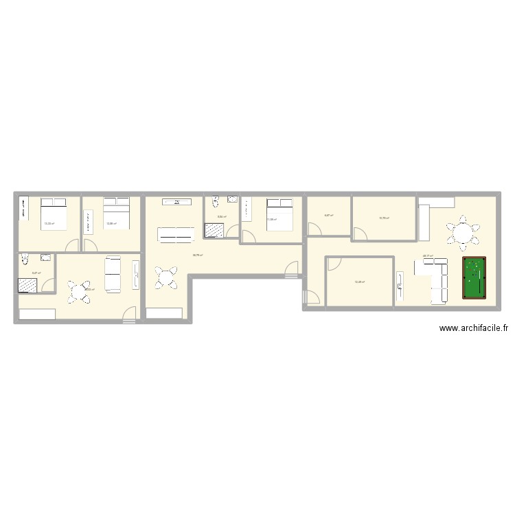 Montigny. Plan de 11 pièces et 188 m2