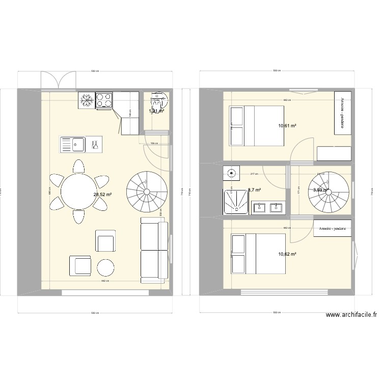 Appartement. Plan de 6 pièces et 58 m2