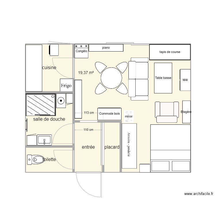 plan appart. Plan de 6 pièces et 32 m2