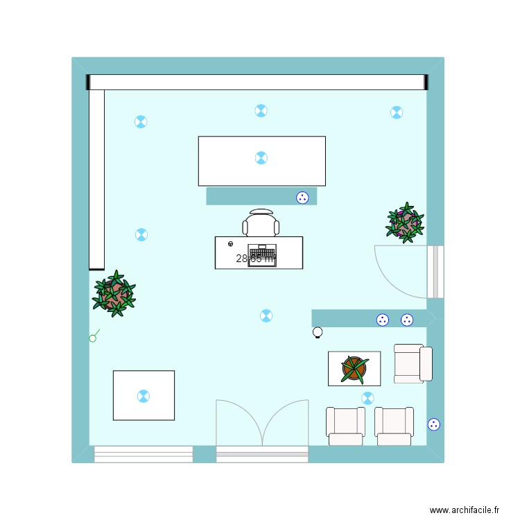 accueil vente . Plan de 1 pièce et 29 m2